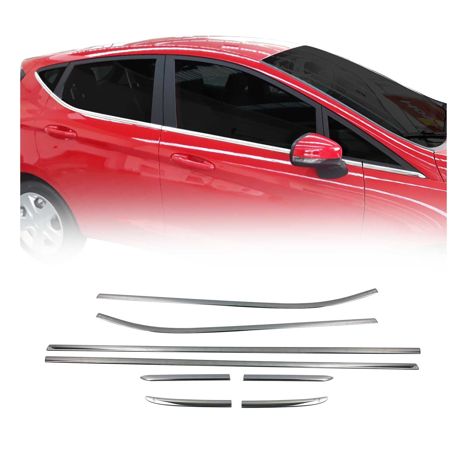 Rénover des joints de vitres usés sur Ford Fiesta HB avec moulures acier chromé