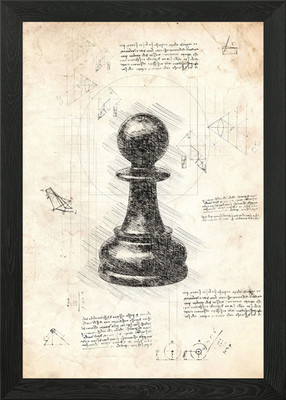 Da Vinci Pawn chess Framed Wall Art Poster Canvas Print Picture