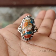 Oyster Turquoise Ring 925 Sterling Silver Statement Handmade Al Ring Size R06