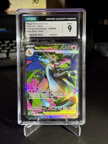 CGC 9 Mega Charizard X ex 109/094 Ultra Rare Phantasmal Flames Pokémon Card