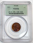 1931-P Lincoln Wheat Penny 1c PCGS MS65 RB OGH Philadelphia US Coin Green Holder