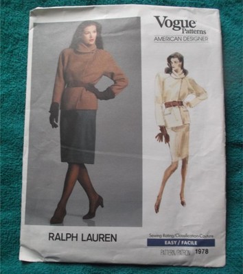 VTG 1987 Vogue Ralph Lauren Pattern 1978 UNCUT 8 10 12 American Designer 80s VFG