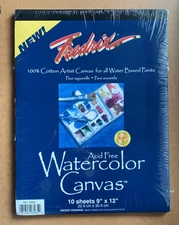 Fredric Watercolor Canvas Pad 9" x 12" 100% Cotton Artist Canvas 10 sheets