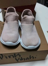 Pink Khaki Slip-On Unisex Kids' Casual Shoes EU 23 Knitted Rubber Sole