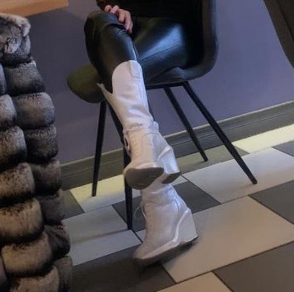 Women Karl Lagerfeld Boots White Leather 37.5