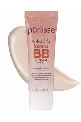 Purlisse Ageless Glow Serum BB Cream with SPF 40, Light Medium 1.4 oz Exp 12/26