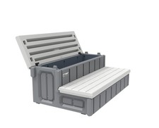 XtremepowerUS 36" Universal Spa Step and Hot Tub 2-Steps Resin W/ Storage, Grey