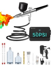 50 PSI Airbrush Kit with Air Compressor, High Pressure Portable Air Brush Gun...