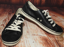 Women's 9 Men's 7 Crocs Hover Lace Up Black Pebbled Leather Sneakers