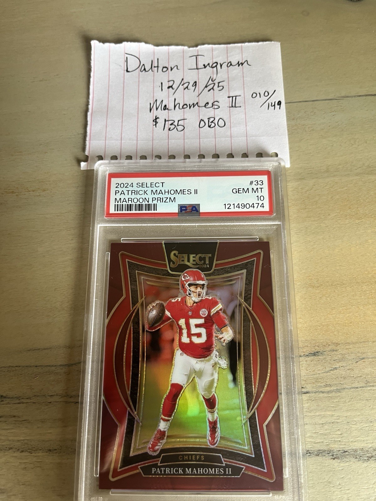 2024 Panini Select - Concourse Patrick Mahomes II #33 Red Prizm /99