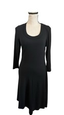 NWT Karen Kane Lifestyle Black 3/4 Sleeve A Line Midi Dress Stretch Rayon XS