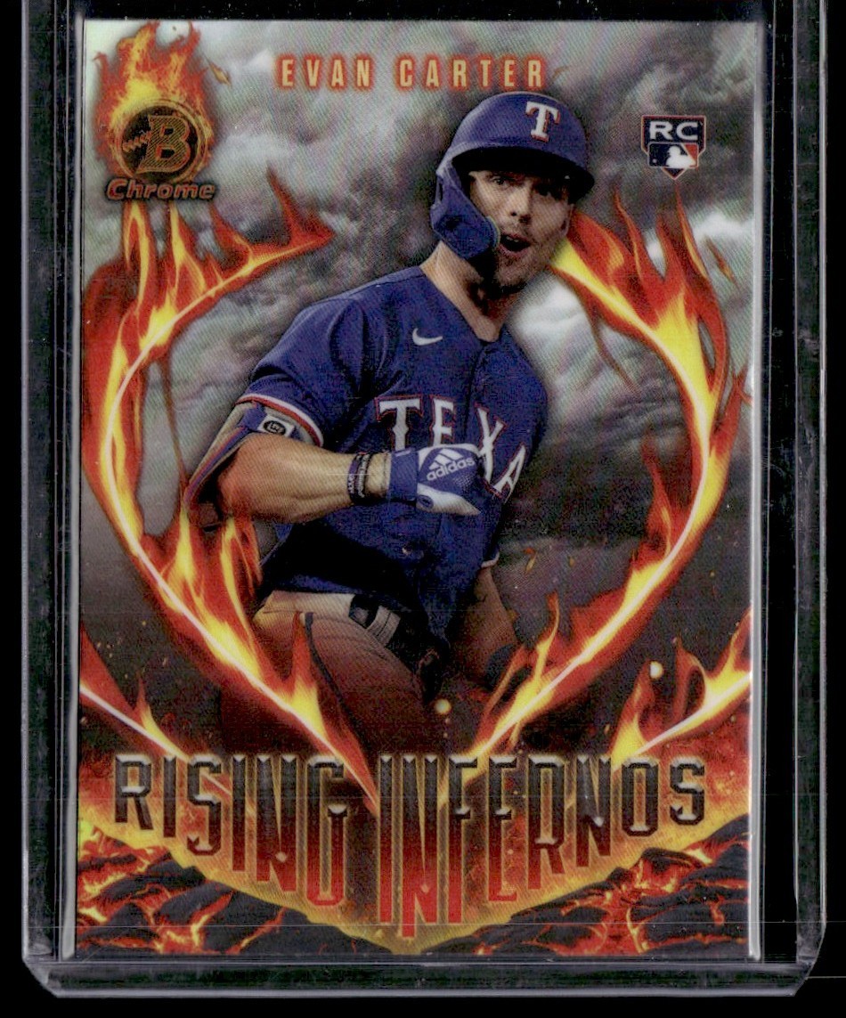 EVAN CARTER 2024 BOWMAN RISING INFERNOS RC TEXAS RANGERS #RI-5