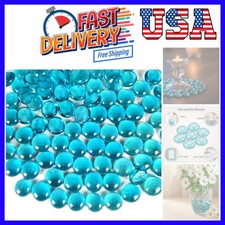 2 LB Sea Blue Glass Gems Flat Marbles Pebbles Stones Aquarium Rocks for Vase ...