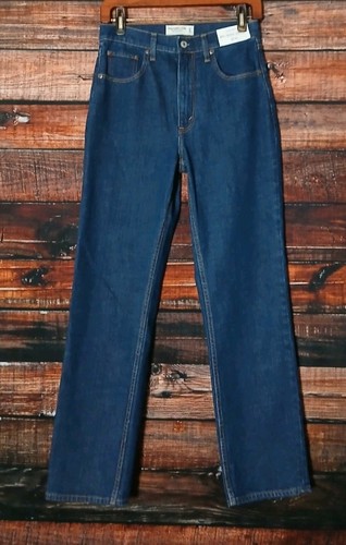 NWT Abercrombie Jeans Size 27 4 Long Ultra High Rise Ankle Straight Dark Denim - Picture 3 of 12