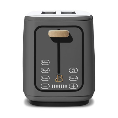 Beautiful 2 Slice Toaster with Touch-Activated Display, Oyster Gray, Free ship