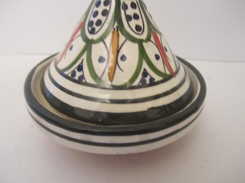 Vtg Handmade Traditional Moroccan Ceramic Tagine Tajine Dish Morocco 4" - Picture 3 of 15