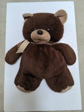 Dakin 20" Plush Teddy Bear Brown w Brown Bow Vintage 1986 1980s