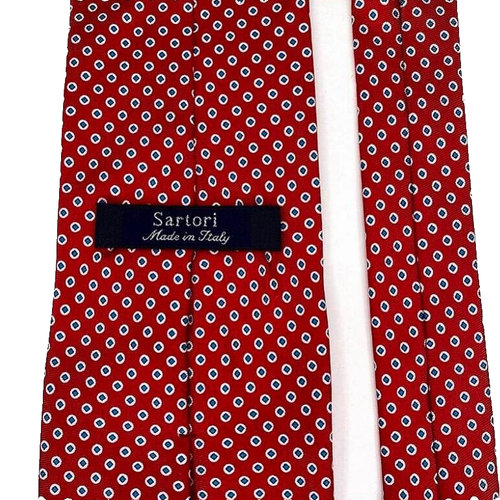 Sartori Neck Tie Silk Made in Italy Red Circles Geometric Mens - Picture 2 of 4