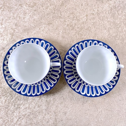 Hermes Bleus d'Ailleurs Tea Cup & Saucer 2 Sets Blue Porcelain Tableware w/Case - Picture 5 of 17