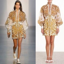 💛 Rare Zimmermann Zippy Billow Blouse And Golden Scallop Skirt Set Size 0/2 💛