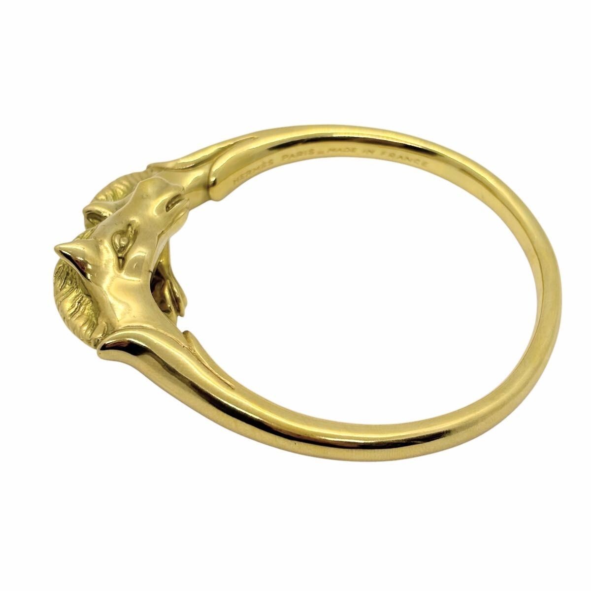 エルメス　Hermes Cheval Double Head Bangle Auth HERMES Double Cheval Horse Bangle Bracelet 7 Gold Tone Fast