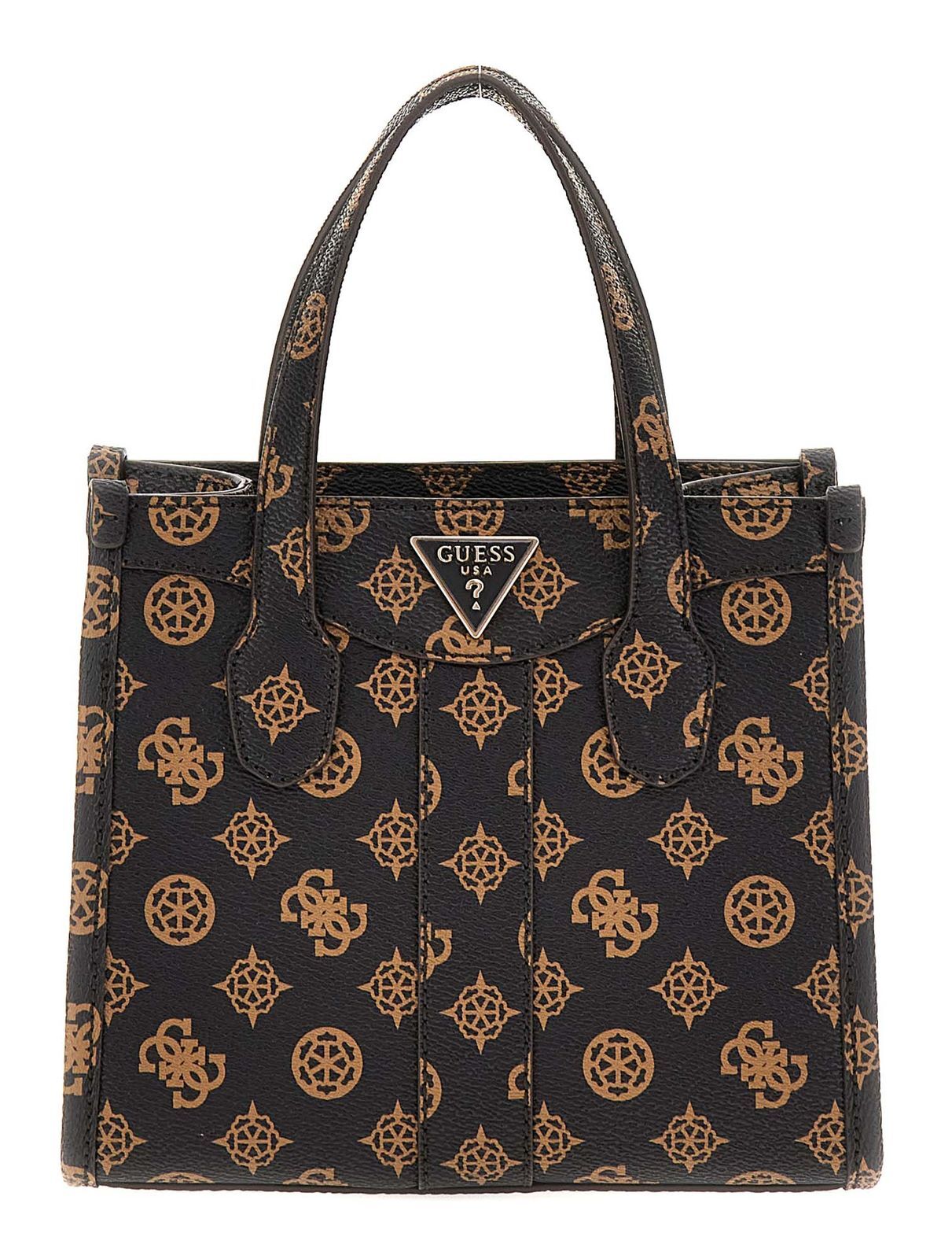 GUESS handbag Silvana 2 Compartment Mini Tote XS Mocha Logo
