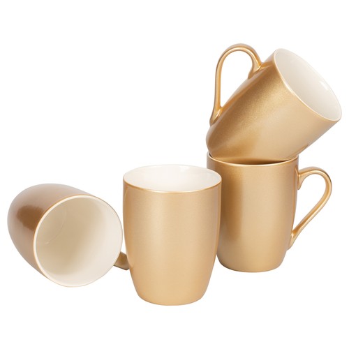 Vegas finitura metallizzata tono oro 10 oz. Set 4 tazzine da caffè Bone China nuove - Foto 2 di 4