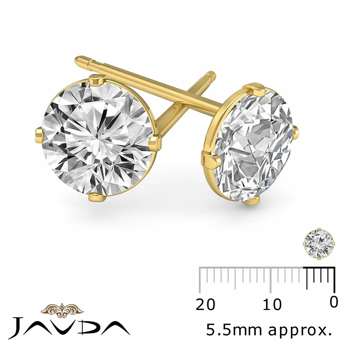 Diamond Flat Back Stud Earrings 1/5 ct tw Round 14K Yellow Gold