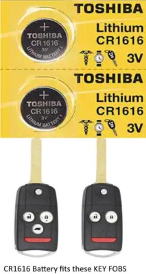 Remote Key Fob Battery TOSHIBA CR1616 Fits ACURA MDX, RDX, TL, TSX, ZDX - 2 Pk