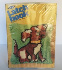 Vtg Latch Hook Puppy Dog Pattern NRFP 80's MH Craft Kit NIB Doggy