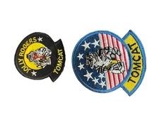 Vintage Jolly Rogers & Tomcat Patches Set Of 2 Embroidered Navy Military Style