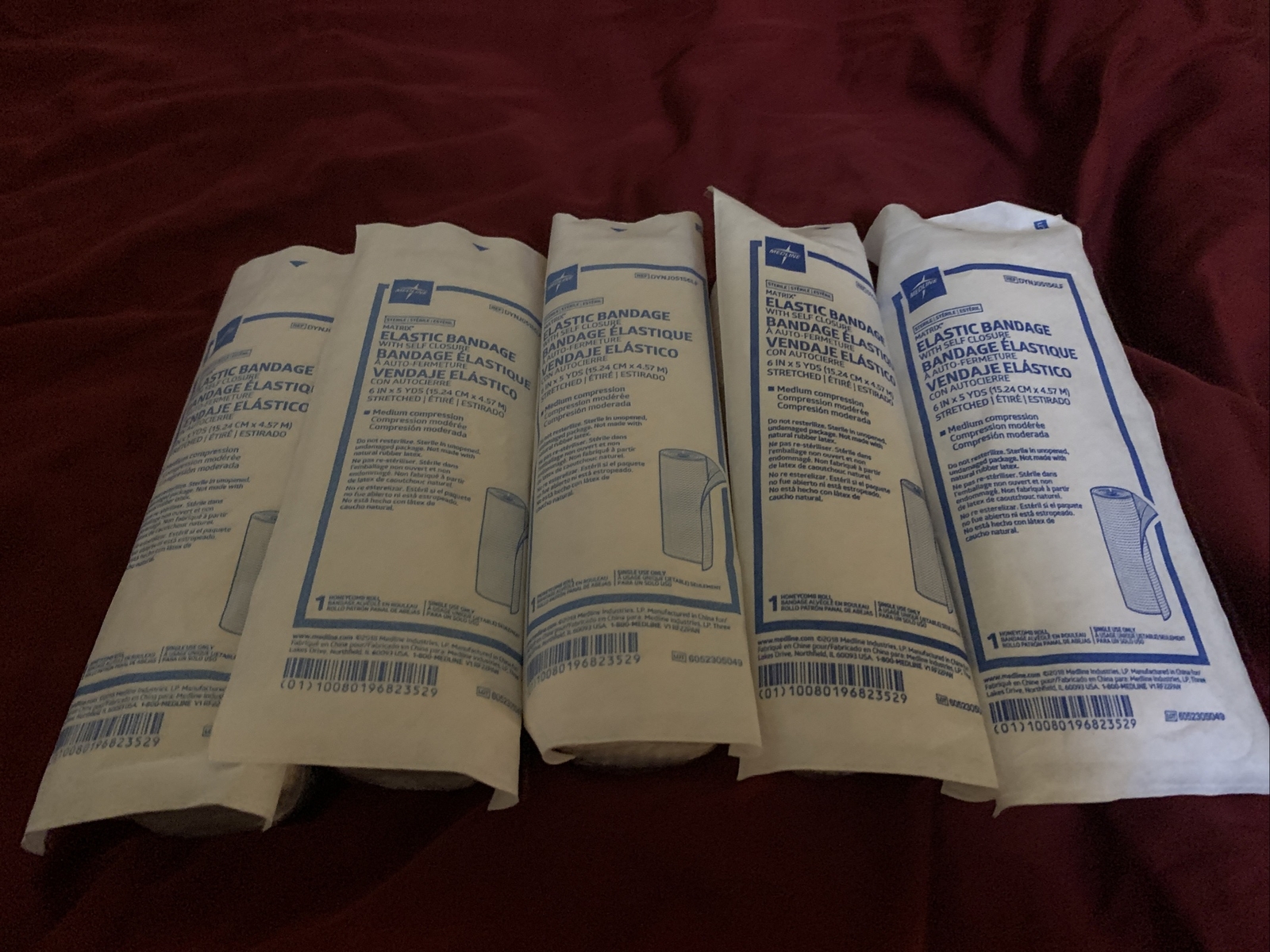 5 Pack (Sterile) Medline Elastic Bandage 6” Inch With Self Closure (Ace