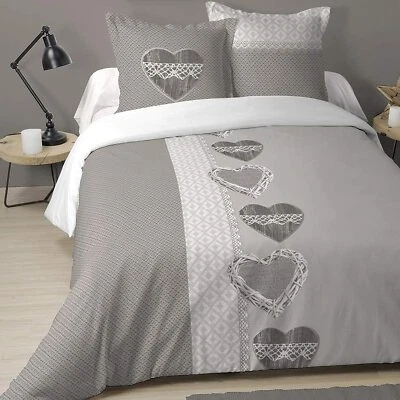 STOF Parure housse de couette 260x240 cm et ses 2 taies d'oreiller Dulce Taupe