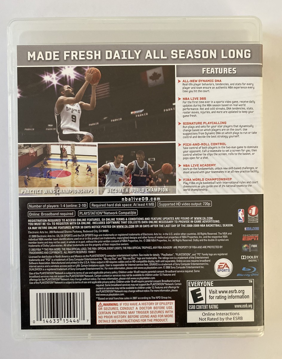 NBA Live 09 (Sony PlayStation 3, 2008) PS3 Tony Parker COMPLETE
