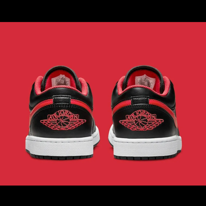 Nike Air Jordan 1 Low White Toe Shoes Black Fire Red 553558 Nike Air Jordan 1 Low White Toe Shoes Black Fire Red 553558