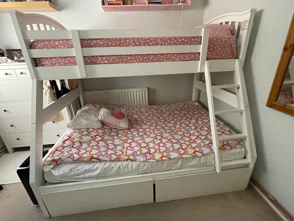 double bunk bed wood frame used mattresses sold separately eBay