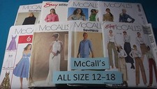 McCall's Patterns W  All Patterns are Size 12-18         Listing 9454
