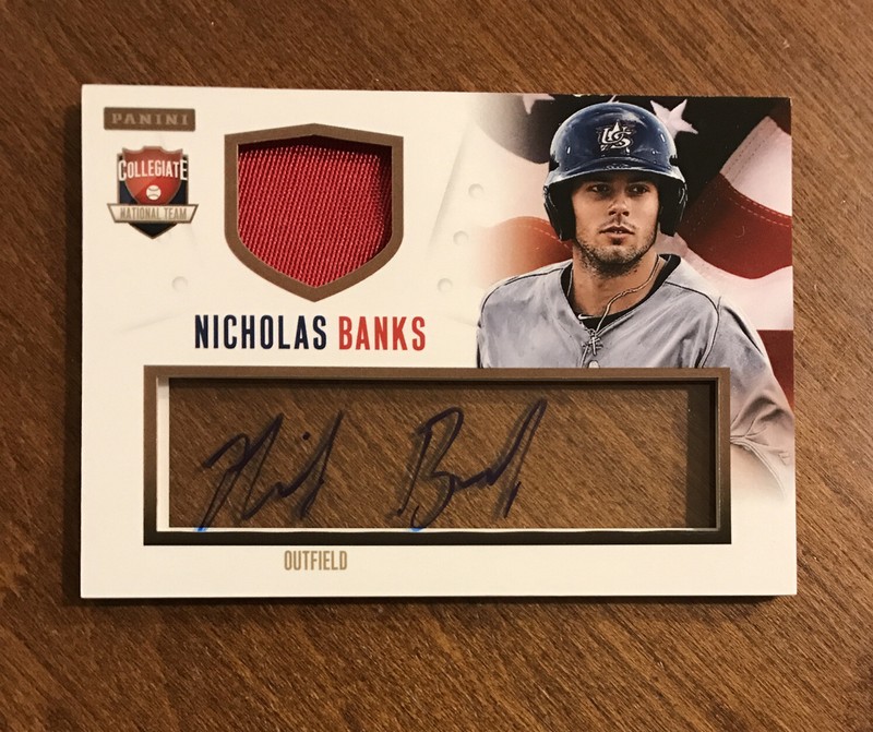 Nicholas Banks 2014 Panini USA Baseball Collegiate Patch Auto #13 Nationals /20