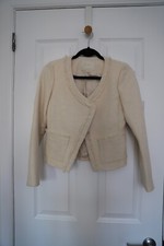 Maje White/cream Tweed Open Jacket 34