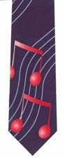 Red Notes on Blue Tie by Tie Studio - Music Gift - Music Tie - Gift for Musician