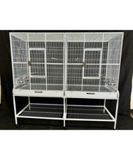 Parrot-Supplies Premium Double Flight Parrot Cage With Stand - White,