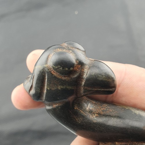Antique Stone jade Beautiful Animal carving Black Magnetic stone Amulet Bead - Picture 12 of 20