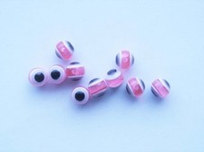 CRAFT-JEWELLERY-BEADS 10 x 10mm Pink/White/Black Evil Eye Acrylic Round Spacers