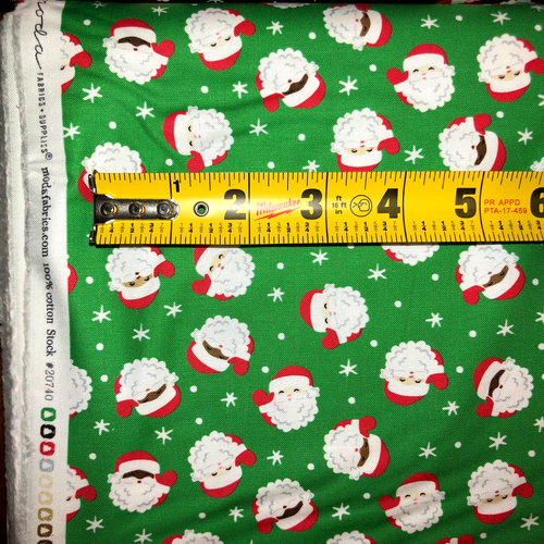MODA Christmas Santa Faces Ethnic faces 100% cotton fabric by the yard Holly Grn