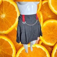 Royal Bones Women's Daang Tripp Curve Midnight Pleated Chain Mini Skirt Size XL