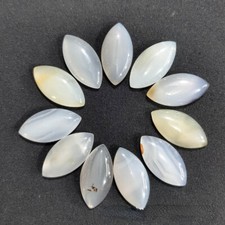 20pcs Natural White Agate Stone Horse Eye CAB CABOCHON 15x30mm Jewelry No Holes