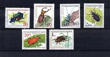 Czechoslovakia 1962 set insects/beatles/Insekten stamps (Michel 1371/76) MNH