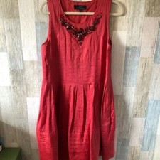 Robert Rodriguez Sheath Dress Womens 8 Red Black Beaded Sleeveless Resort Wear