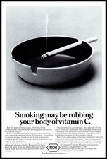1976 Roche Health Vintage Print Ad Ash Tray Cigarette Smoking Wall Art Decor
