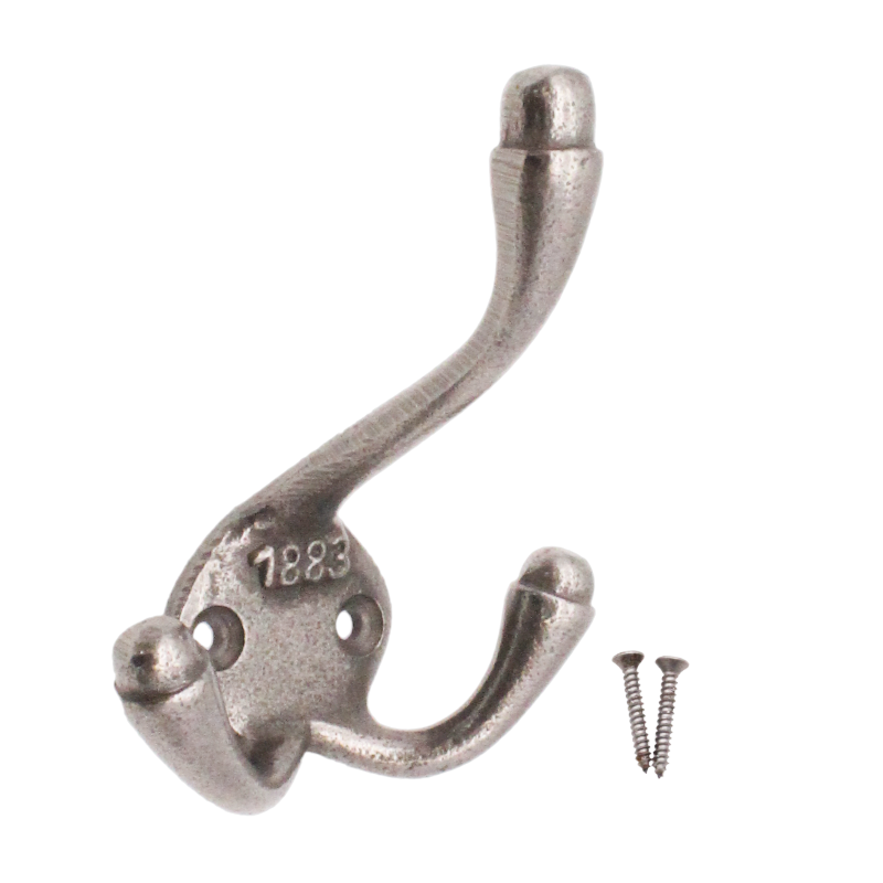 Cast Iron Coat Hooks 1883 Pattern Victorian Vintage Hook Polished +Screws